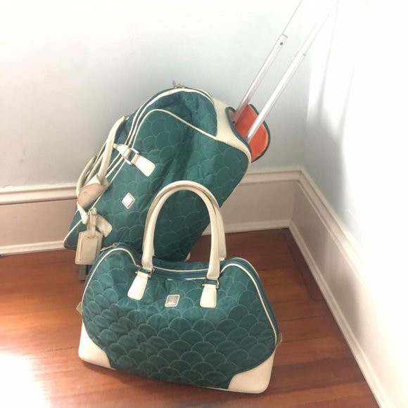 Diane Von Furstenberg Handbags - 80s vintage DVF quilted bag green nylon and white faux scales leather